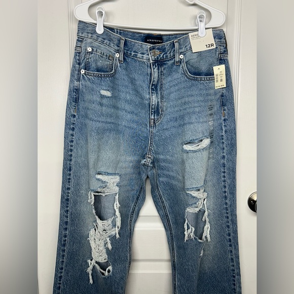 Aeropostale NWT High Rise Baggy Wide Leg Distressed Jeans Sz 12 Regular Y2K - Picture 2 of 8